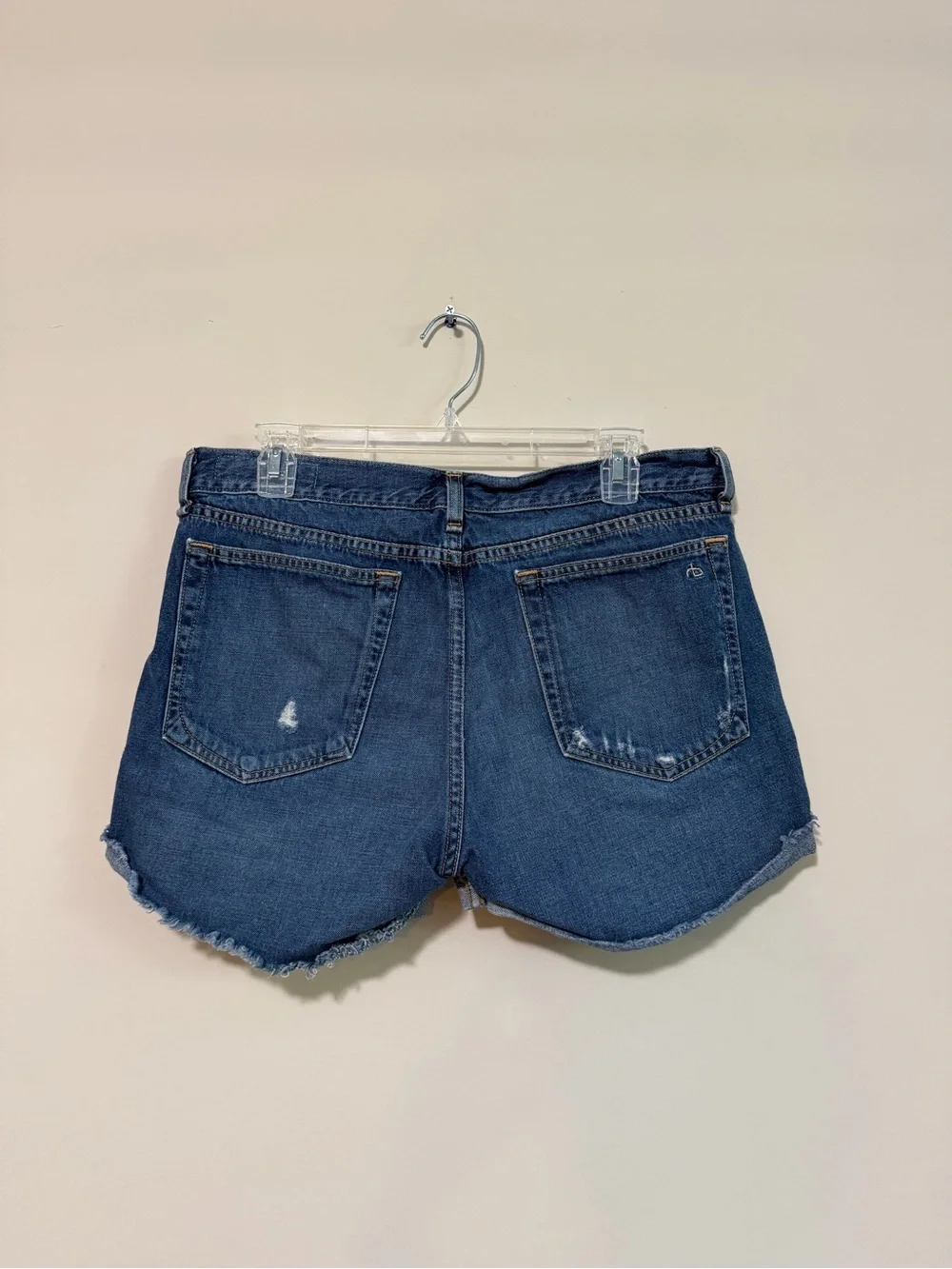 rag & bone Distressed Dark Blue Denim Shorts
